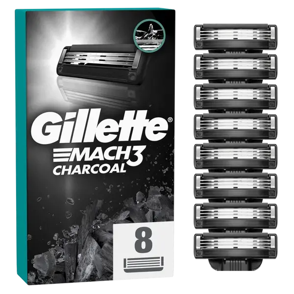 GILLETTE Mach3 Charcoal Náhradné hlavice do holiaceho strojčeka pre mužov 8 ks