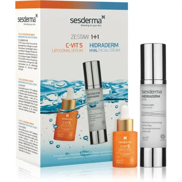 Sesderma Set C-Vit 5 + Hidraderm Hyal darčeková sada pre rozjasnenie a hydratáciu 2 ks