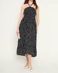 Resti Women's black polka dot midi dress - Clothing