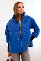 Kesi Włoski Dámska prešívaná bunda s krátkym strihom a golierom chabrová