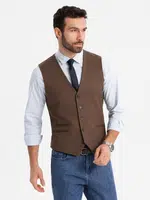 Ombre Men's suit vest with classic detailing and lining - brown