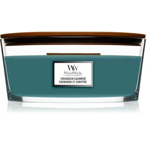 Woodwick Evergreen Cashmere vonná sviečka s dreveným knotom (hearthwick) 453,6 g