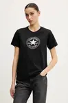 Bavlněné tričko Converse černá barva, 10028412-A01