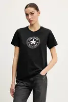 Bavlněné tričko Converse černá barva, 10028412-A01