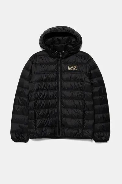 Dětská péřová bunda EA7 Emporio Armani černá barva, 7B000035 AF12477