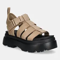 Sandály UGG Cora dámské, béžová barva, na platformě, 1152698-SAN