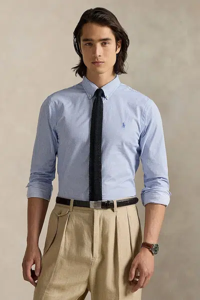Košile Polo Ralph Lauren pánská, modrá barva, slim, s klasickým límcem, 710974530