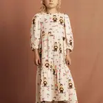 Dětské bavlněné šaty Mini Rodini Muslin bee béžová barva, midi, 2565011411