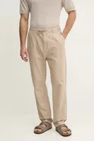 Kalhoty s příměsí lnu Pepe Jeans LINEN PULL ON PANTS béžová barva, ve střihu chinos, PM211872