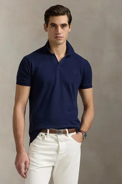 Bavlněné polo tričko Polo Ralph Lauren pánské, tmavomodrá barva, 710968951