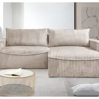 Rohová sedací souprava Lilly, béžová strukturovaná látka