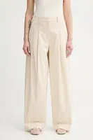 Kalhoty A.L.C. Ryder dámské, béžová barva, široké, high waist, 2PANT01145