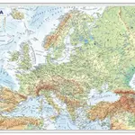 Evropa – státy a reliéf – nástěnná mapa (s lištami v tubusu)