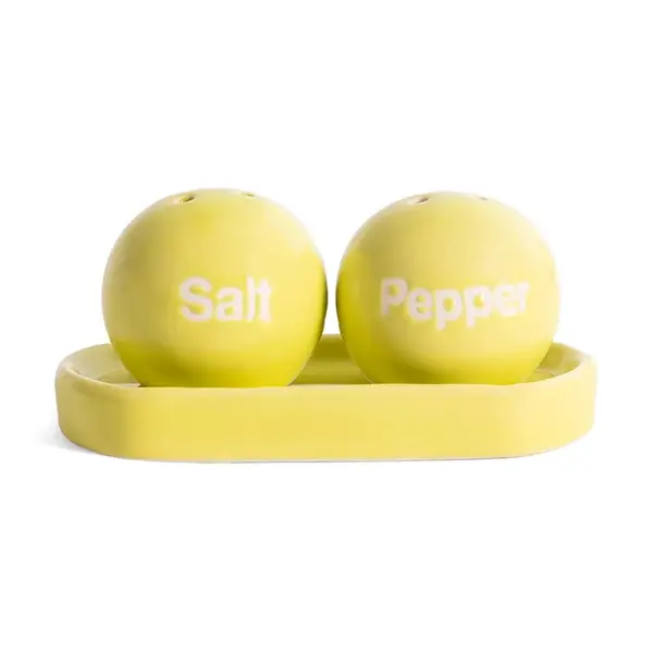Slánka a pepřenka s podložkou Helio Ferretti Lime Ping Pong žlutá barva