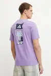 Bavlněné tričko adidas fialová barva, s potiskem, JI6757