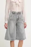 Džínové šortky Answear.LAB dámské, šedá barva, high waist