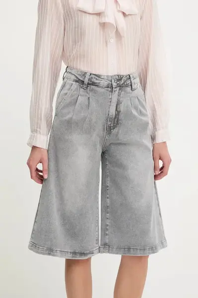Džínové šortky Answear.LAB dámské, šedá barva, high waist