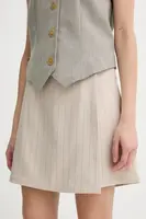 Kalhotová sukně Bruuns Bazaar béžová barva, high waist, BBW4412