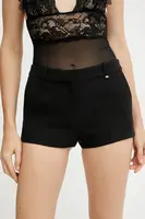 Šortky z vlněné směsi Elisabetta Franchi dámské, černá barva, hladké, medium waist, SH00352E2