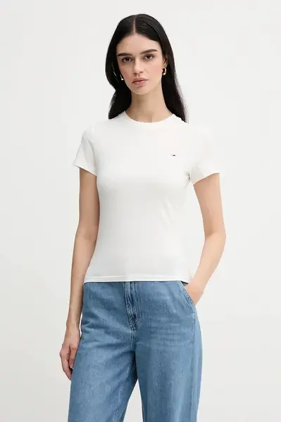 Bavlněné tričko Tommy Jeans 2-pack dámské, černá barva, DW0DW21366