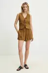 Vesta a lněné šortky Answear.LAB hnědá barva