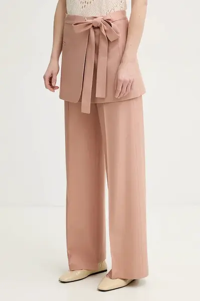 Kalhoty AERON HURAA dámské, oranžová barva, široké, high waist, PA330474