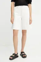 Džínové šortky Ivy Oak PIRI dámské, bílá barva, hladké, high waist, IO115209