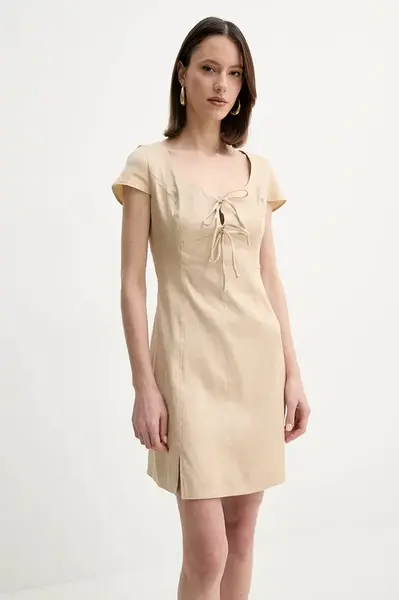 Lněné šaty Guess ISABEAU