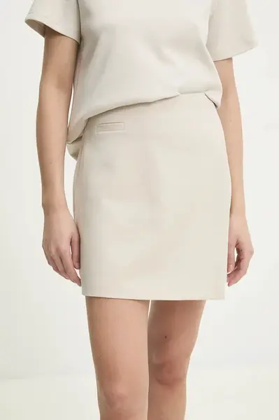 Kalhotová sukně Answear.LAB béžová barva, high waist