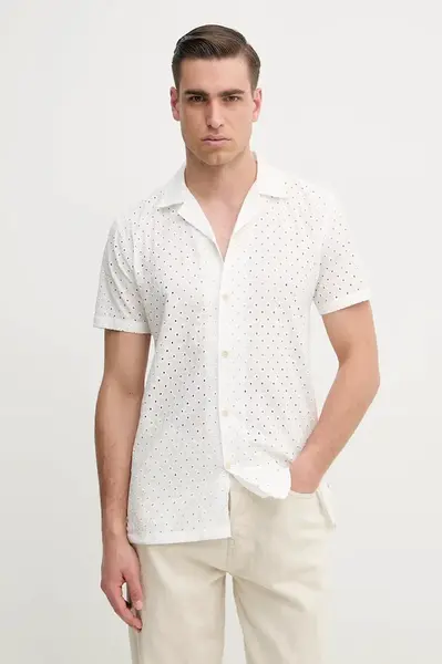 Bavlněná košile Lindbergh bílá barva, relaxed, s klasickým límcem, 30-203569