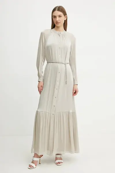 Šaty MICHAEL Michael Kors béžová barva, maxi, MS482CM8BB