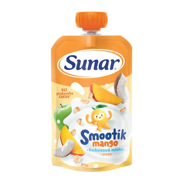 SUNAR Smootík dětská kapsička mango, kokosové mléko, ovesné vločky 12m+ 120 g