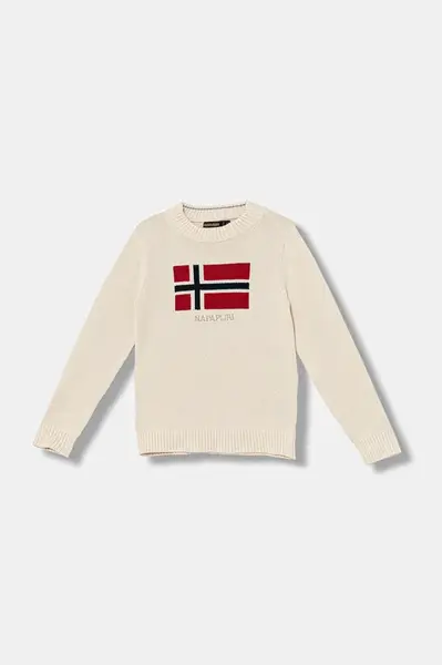Bavlněný svetr Napapijri D-MURA béžová barva, NP0A88ZFN1J1