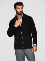 Ombre Men's cotton cardigan sweater with shawl collar - black