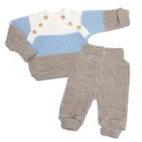 Baby Nellys Rostoucí pletený svetřík a kalhoty s knoflíčky Boy, 2D - proužky, vel. 68/74