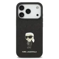 Zadní kryt Karl Lagerfeld Fixed Glitter Metal Ikonik pro Apple iPhone 17 Pro, černá