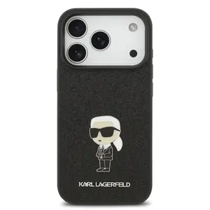 Zadní kryt Karl Lagerfeld Fixed Glitter Metal Ikonik pro Apple iPhone 17 Pro, černá