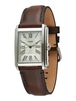 FOSSIL Analógové hodinky 'CARRAWAY'  čokoládová / strieborná