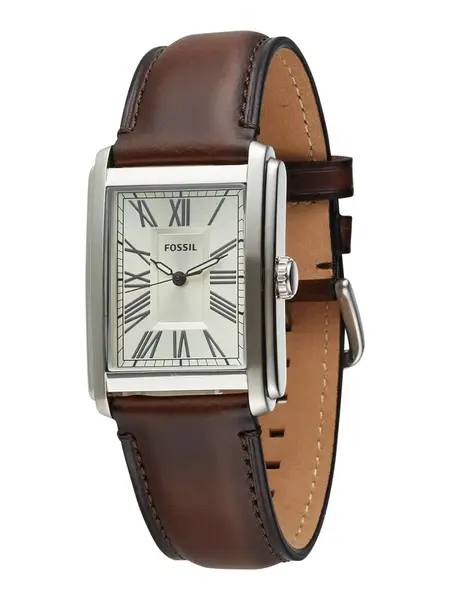 FOSSIL Analógové hodinky 'CARRAWAY'  čokoládová / strieborná