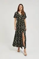 Women's midi dress with MOODO pattern - black