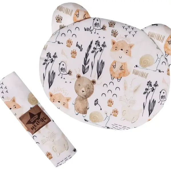 Baby Nellys Sada do postýlky, bambusová 2D - dečka + polštářek, Bamboo Happy Animals, bílá