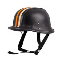 Retro otevřená moto helma Sodager Stripes černá s oranžovým a béžovým pruhem 3XL (65-66)