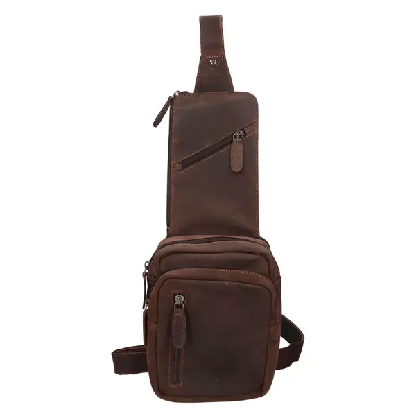 Pánská kožená taška přes rameno Greenwood Danes - tmavě hnědá