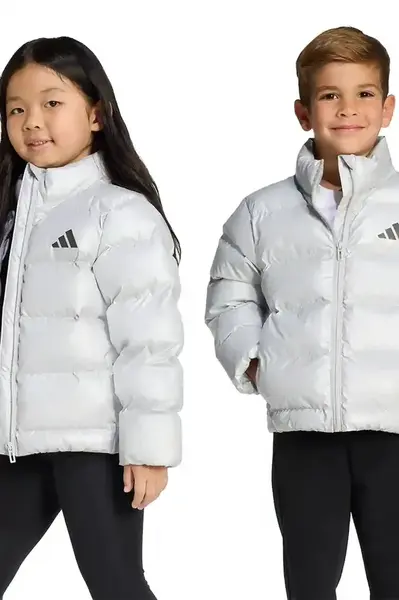 Dětská bunda adidas stříbrná barva, JW2474