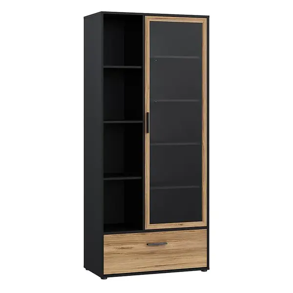 Vitrína Mokkaro čierna/dub catania