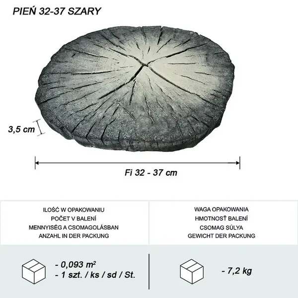 Nášľapný kameň 32-37 cm sivý