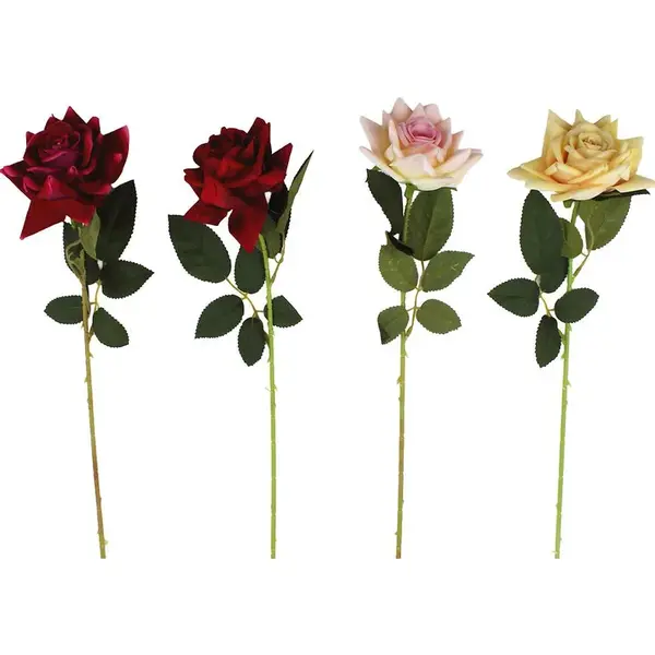 Růže velvet o 10cm 62cm mix 443647