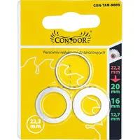 Redukčný krúžok pre pílové kotúče, 22/20 mm, 22/16 mm, 22/12,7 mm, 3 ks, Drel