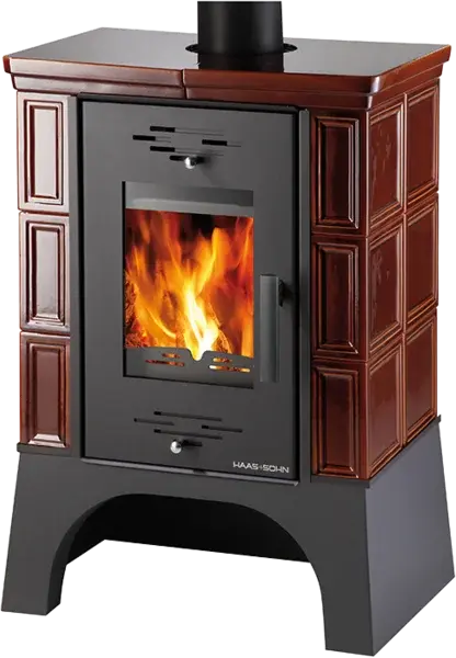Haas+Sohn Kachlová kamna EBOLI, hnědá, podstavec černý