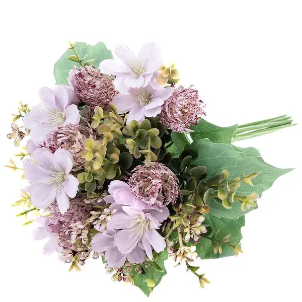 Umělá kytice s eukalyptem růžová 33cm